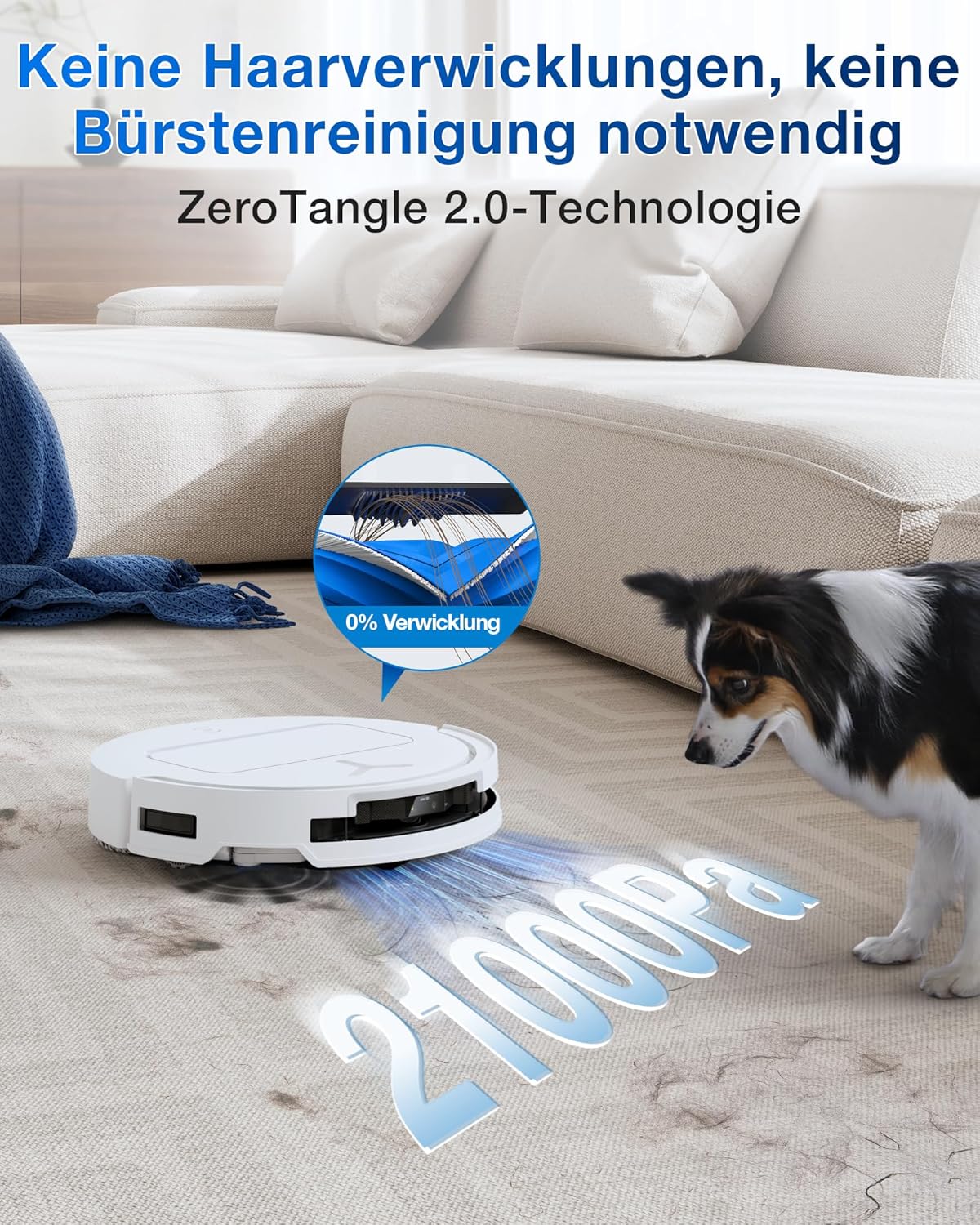 ECOVACS DEEBOT T50 Omni Saugroboter mit Wischfunktion,15.000 Pa, T30 Omni-Upgrade, Ausziehbare Seitenbürste und Mopp, ZeroTangle 2.0, Moppwäsche mit 75°C heißem Wasser, All-in-One Station