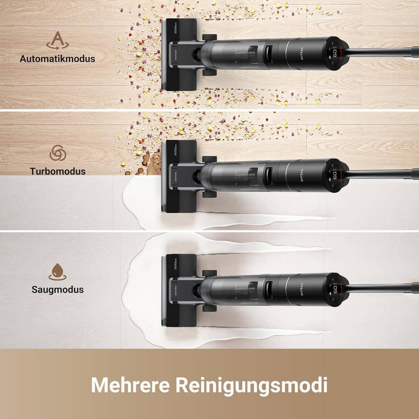 dreame H12 Pro Ultra Nass- und Trockensauger, Bürstenreinigung 60 °C, 30 Min. Heißlufttrocknung, Selbstreinigung mit festem Schaber, 16 kPa Saugkraft, Doppel-Kantenreinigung, intell. Erkenn. & Anpass