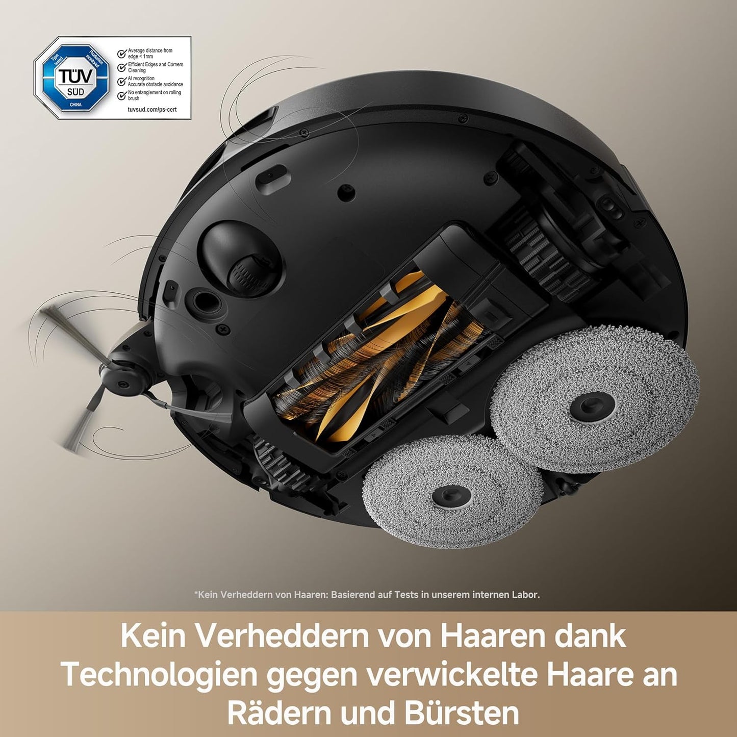 Mova P50 Pro Ultra Staubsaugerroboter mit Mopp, 19.000 Pa, 75℃ Selbstreinigender Heißwasser-Mopp mit Auszug Seitenbürste, LDS-Navigation,+RGB AI+LED-Hindernisvermeidung, Auto-Entleerung/Nachfüllen