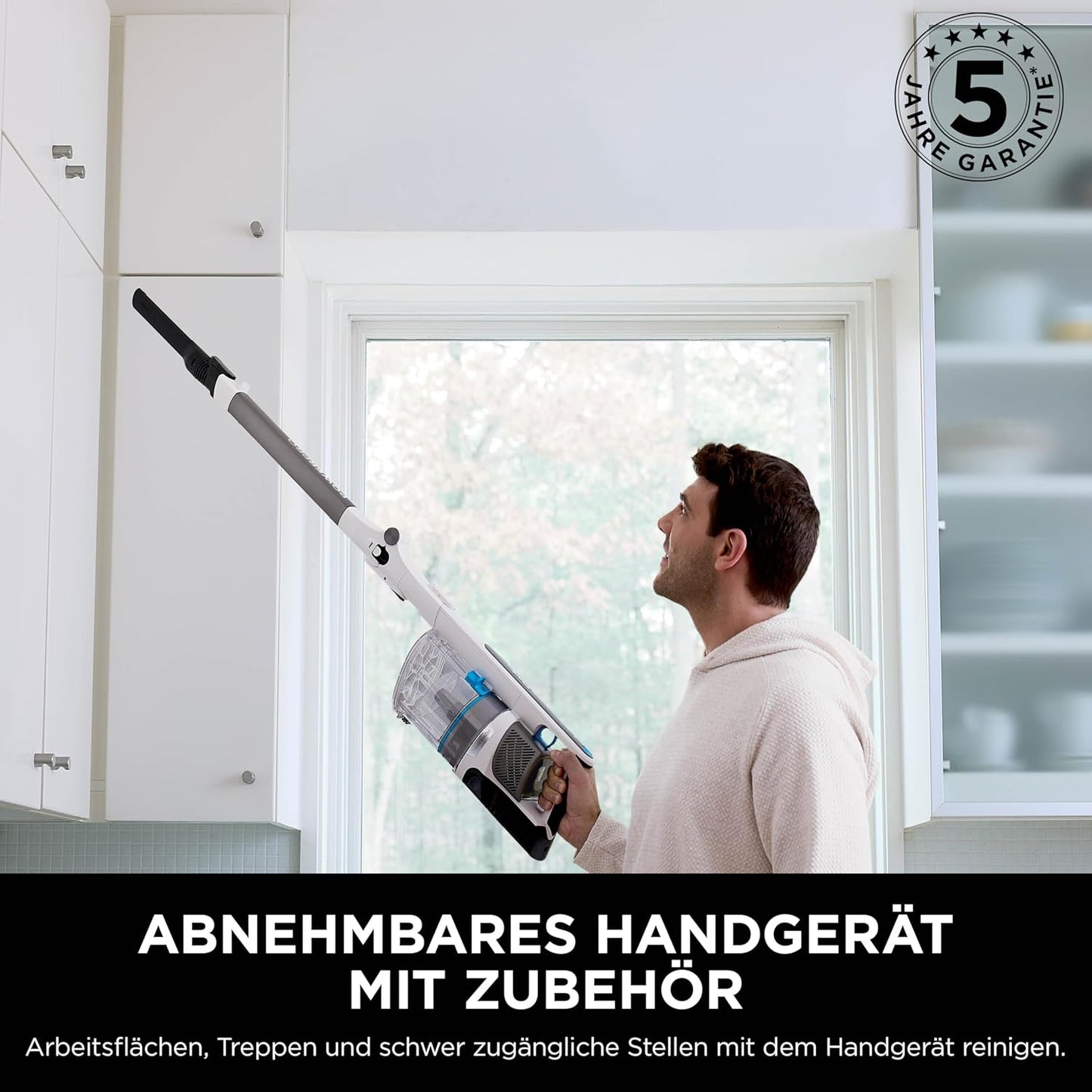 Shark PowerPro Akku-Staubsauger freistehend, bis 50 Min. Laufzeit, kabellos, beutellos, für Tierhaare, Allergiker, Teppich und Hartböden, mit LED-Licht und Knickgelenk-Rohr, Navyblau, IZ380EU