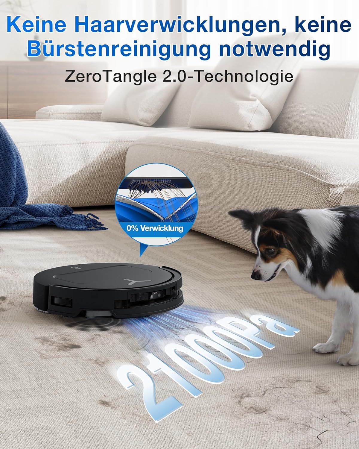 ECOVACS DEEBOT T50 Omni Saugroboter mit Wischfunktion,15.000 Pa, T30 Omni-Upgrade, Ausziehbare Seitenbürste und Mopp, ZeroTangle 2.0, Moppwäsche mit 75°C heißem Wasser, All-in-One Station