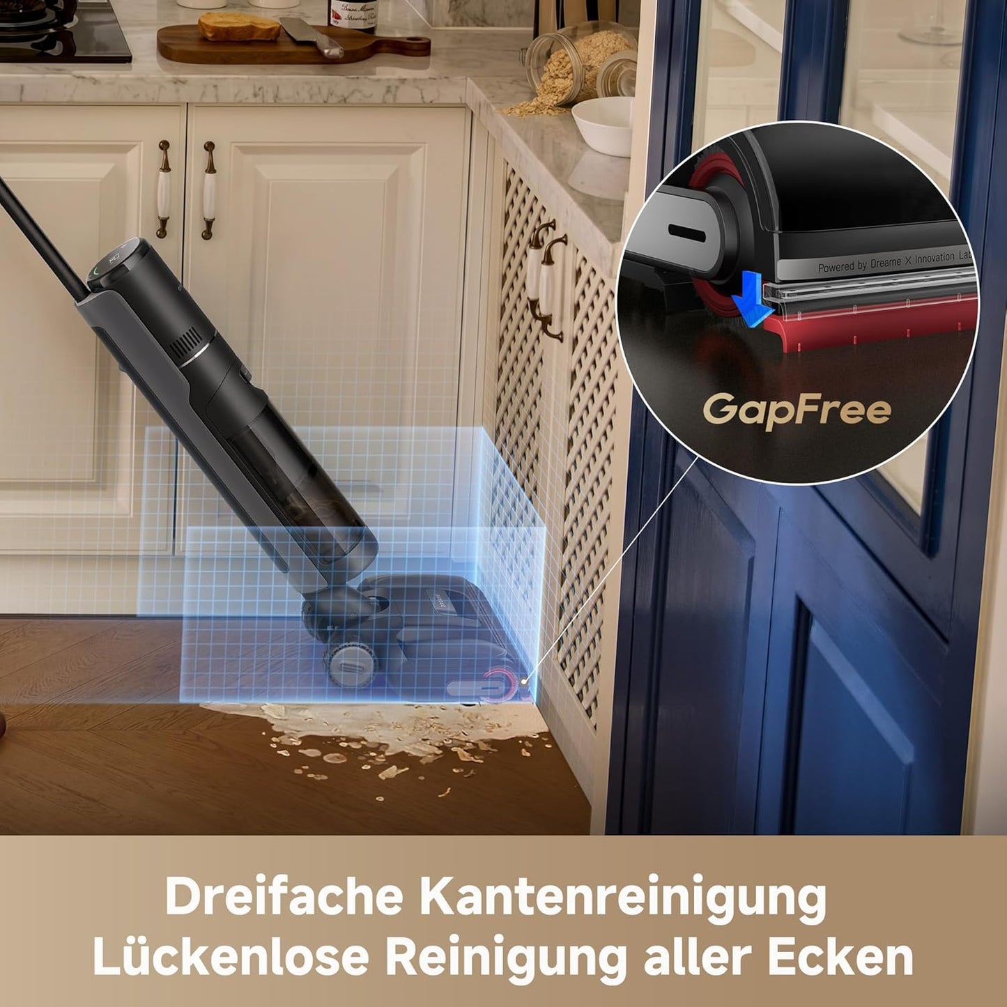 dreame H15 Mix 7-in-1 Nass- und Trockensauger, KI-Roboterarm, Kantenreinigung, 23.000 Pa Saugkraft, intelligente Dosierung, verhedderungsfrei, 100 °C Bürstenrein, 5 Min. 90 °C Trocknung, flach
