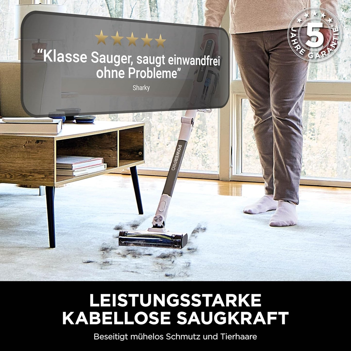 Shark PowerPro Akku-Staubsauger freistehend, bis 50 Min. Laufzeit, kabellos, beutellos, für Tierhaare, Allergiker, Teppich und Hartböden, mit LED-Licht und Knickgelenk-Rohr, Navyblau, IZ380EU