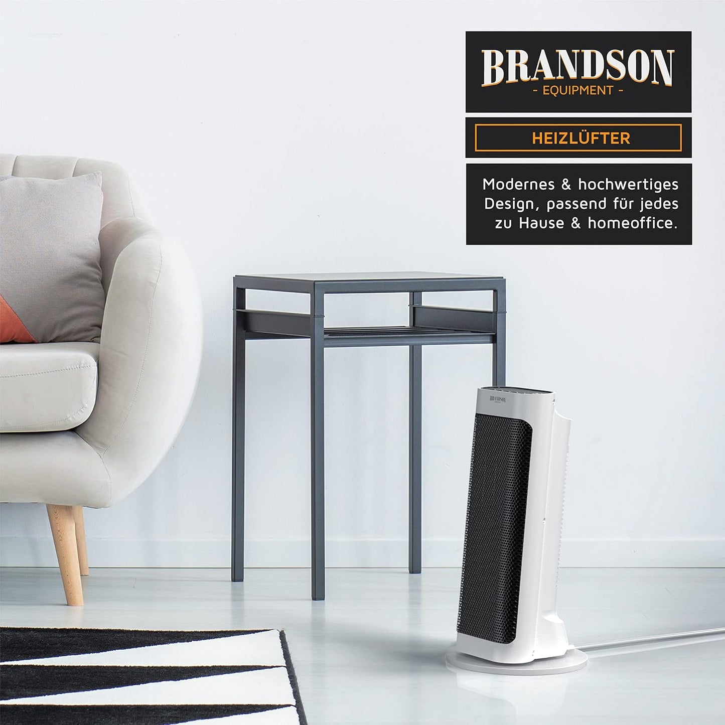 Brandson - Heizlüfter mit Fernbedienung - Preisträger - energiesparend leise Keramik-Heizlüfter Badezimmer - Oszillationsfunktion - Timer - Heizung Heater - GS zertifiziert