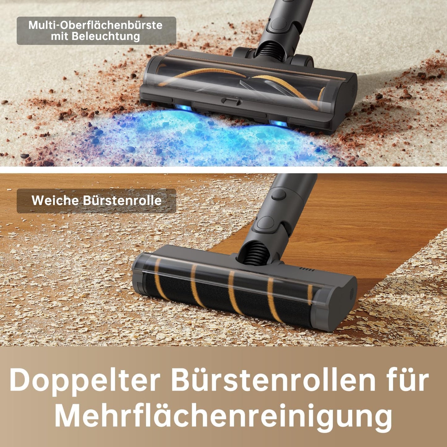 dreame Z30 Kabelloser Bodenstaubsauger, 310 AW Saugkraft, 90 min Max Reinigungszeit, Dust-Reveal-Technologie, Tierhaar-Entfernungswerkzeug, Multi-Flächen-Saugkraft, Schmutzerkennung