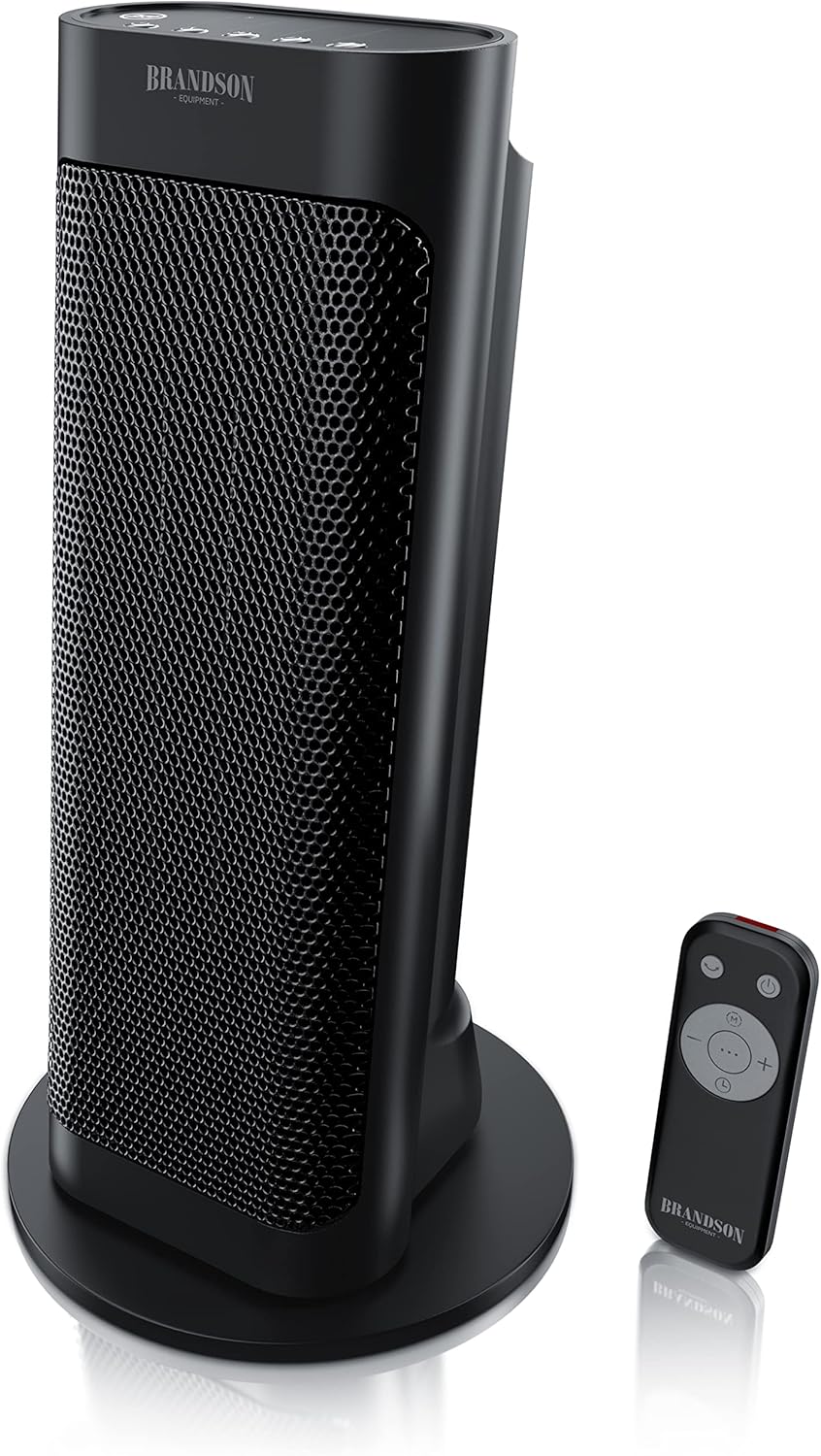 Brandson - Heizlüfter mit Fernbedienung - Preisträger - energiesparend leise Keramik-Heizlüfter Badezimmer - Oszillationsfunktion - Timer - Heizung Heater - GS zertifiziert