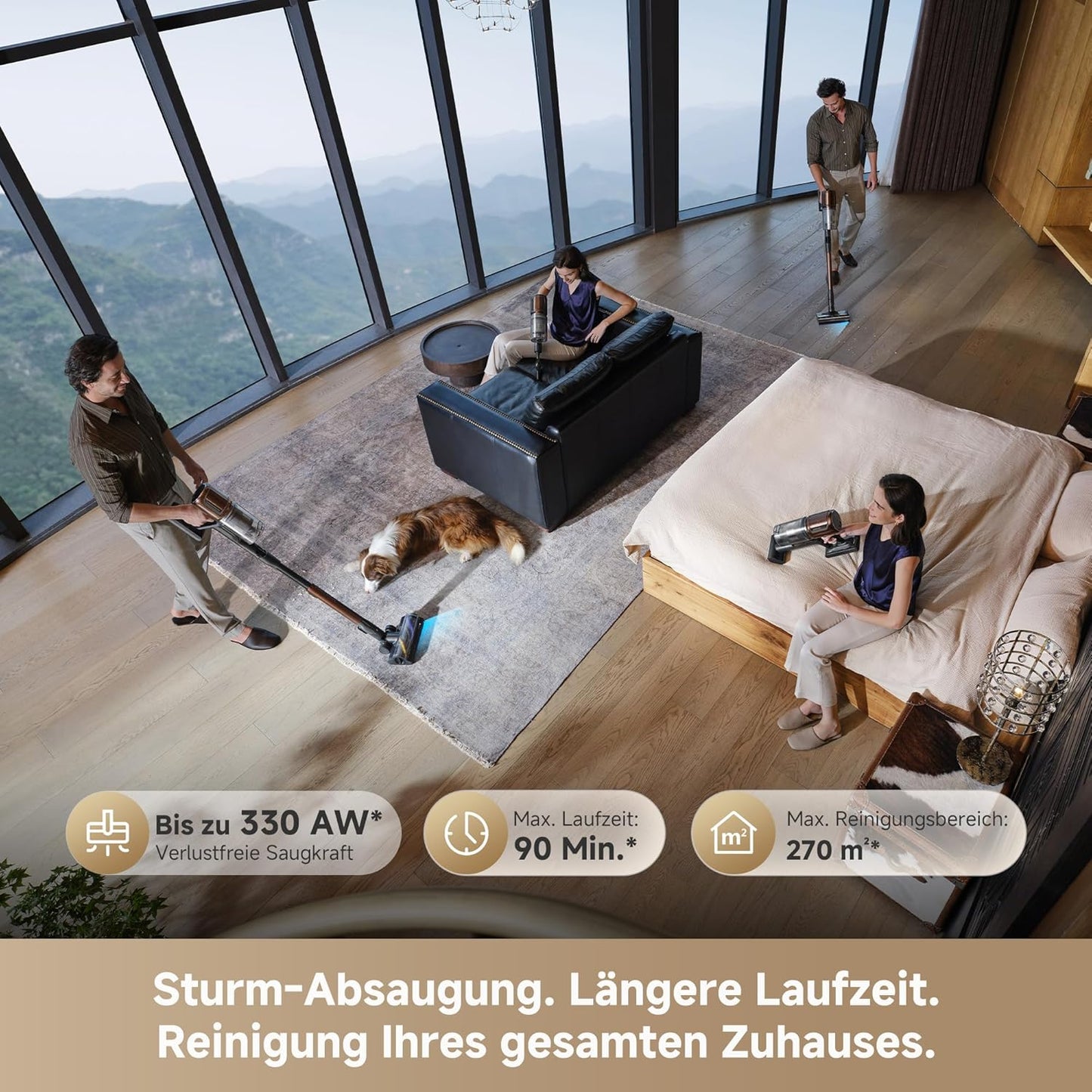 dreame V20 Pro-A Kabelloser Staubsauger, Kantenreinigung 0 mm, ohne Verheddern, für Hartböden und Teppiche, 210 AW Saugkraft, 90 Min. maximale Laufzeit, Filterung 99,99%, entfernt Tierhaare