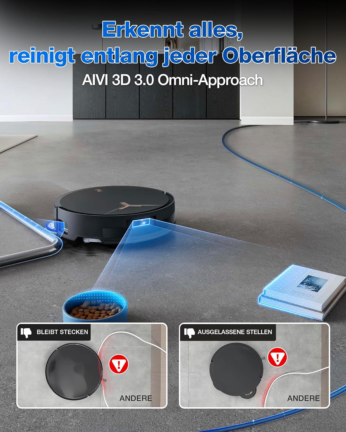 ECOVACS DEEBOT T50 Omni Saugroboter mit Wischfunktion,15.000 Pa, T30 Omni-Upgrade, Ausziehbare Seitenbürste und Mopp, ZeroTangle 2.0, Moppwäsche mit 75°C heißem Wasser, All-in-One Station