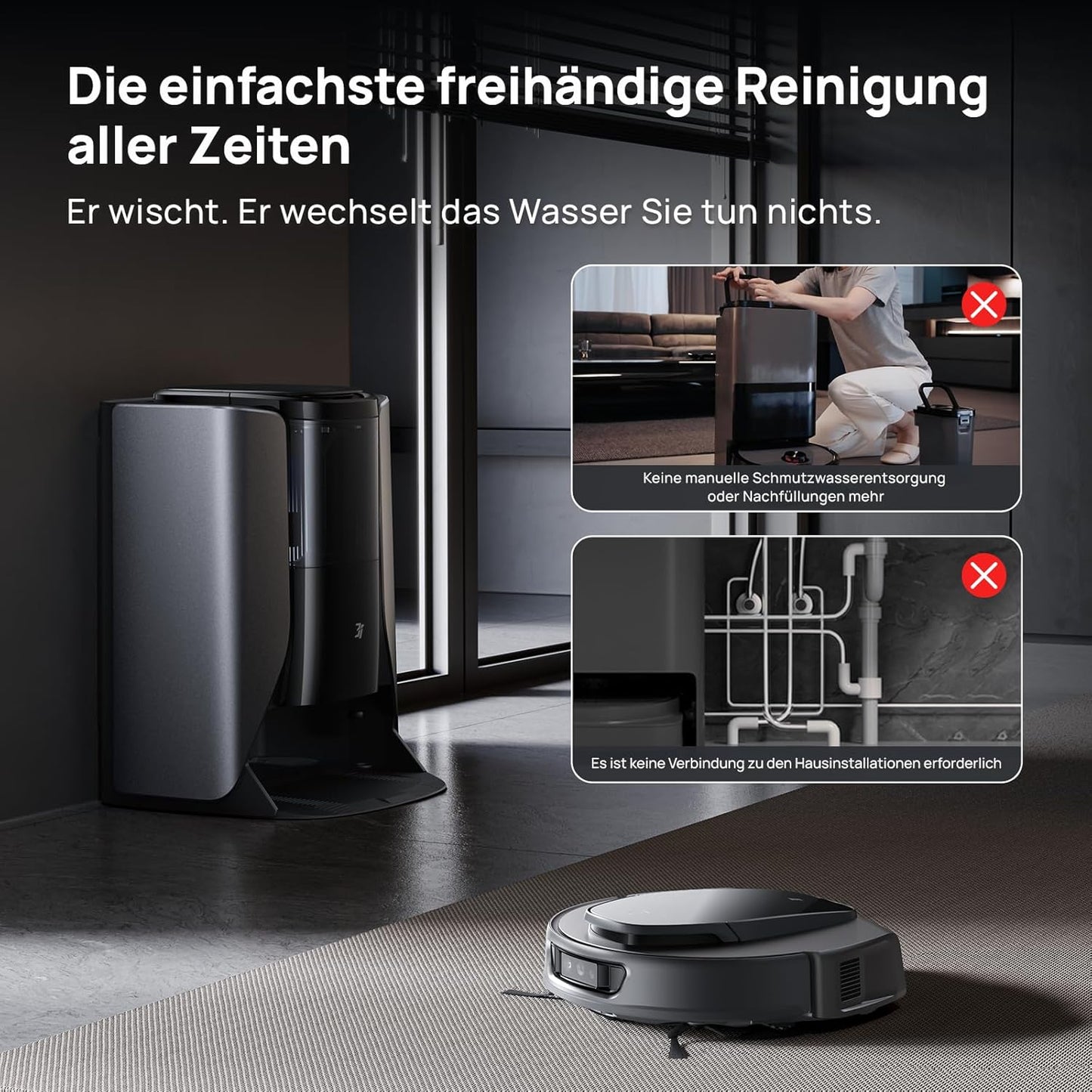 3i S10 Ultra Saugroboter mit Wischfunktion & Wasserrückgewinnung – 13.000 Pa Saugleistung, selbstreinigende Wischwalze, automatisches Trocknen, Entleeren & Nachfüllen, KI-Hindernisvermeidung