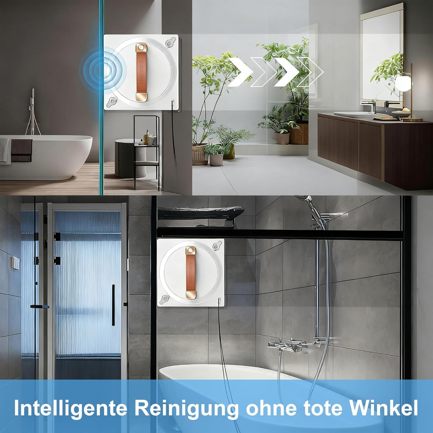 iDEEBO G500B Fensterputzroboter, Fensterroboter mit 2-Fach Sprühsystem, Auto Wegplanung, Fensterreiniger Roboter Elektrisch mit 100ML Tank für Innen- und Außenfenster