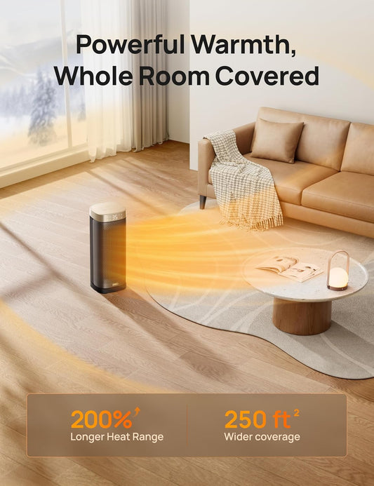 Dreo 16 Inch Electric Heater, Energy Efficient Space Heaters with Thermostat, 70° Oscillating Remote Control 3 Mode Tip-over & Overheat Protection, Silent Ceramic Fan Heater for Home