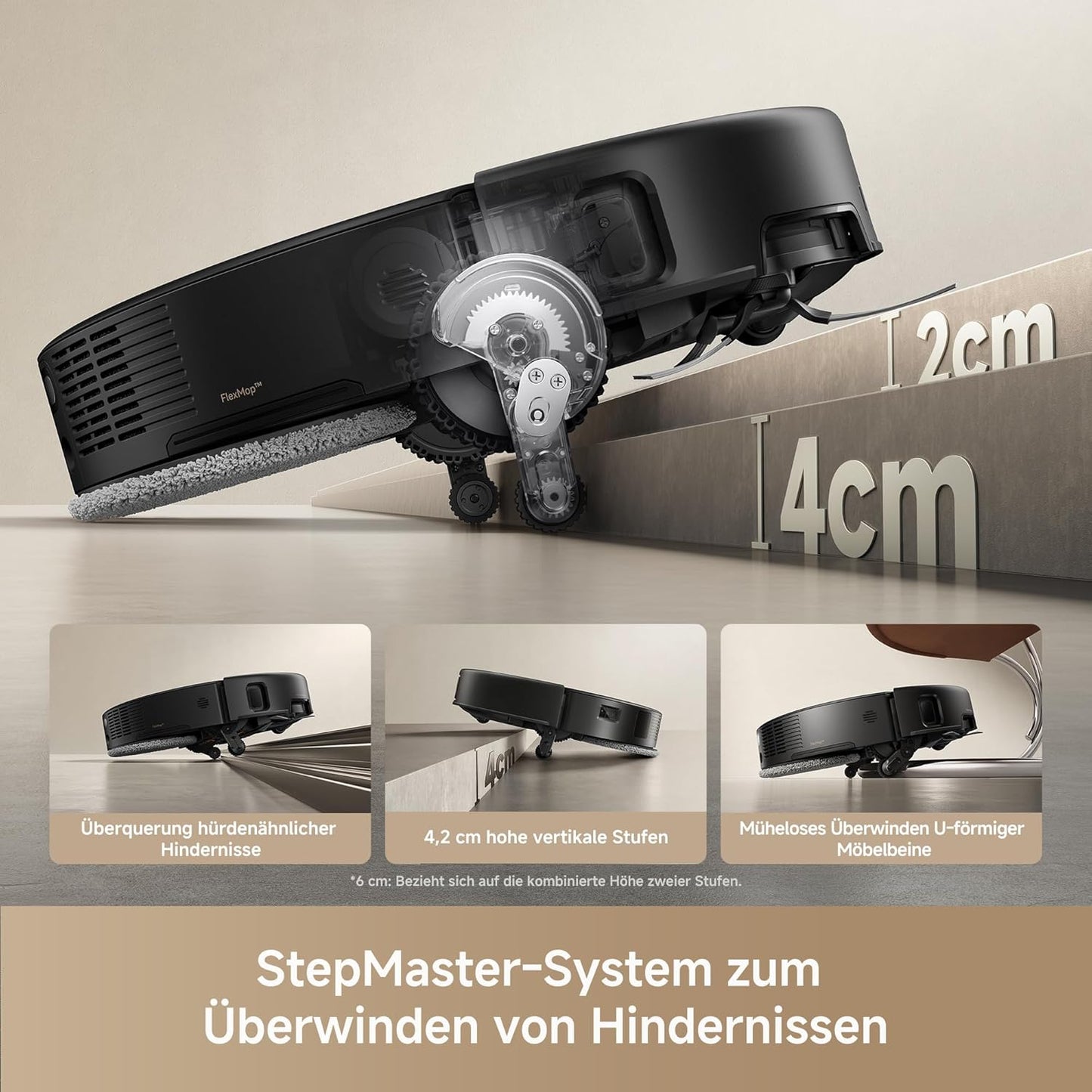 Mova P50 Pro Ultra Staubsaugerroboter mit Mopp, 19.000 Pa, 75℃ Selbstreinigender Heißwasser-Mopp mit Auszug Seitenbürste, LDS-Navigation,+RGB AI+LED-Hindernisvermeidung, Auto-Entleerung/Nachfüllen