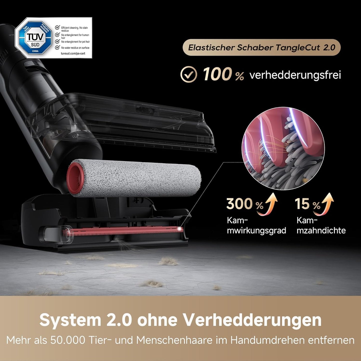 dreame H15 Mix 7-in-1 Nass- und Trockensauger, KI-Roboterarm, Kantenreinigung, 23.000 Pa Saugkraft, intelligente Dosierung, verhedderungsfrei, 100 °C Bürstenrein, 5 Min. 90 °C Trocknung, flach