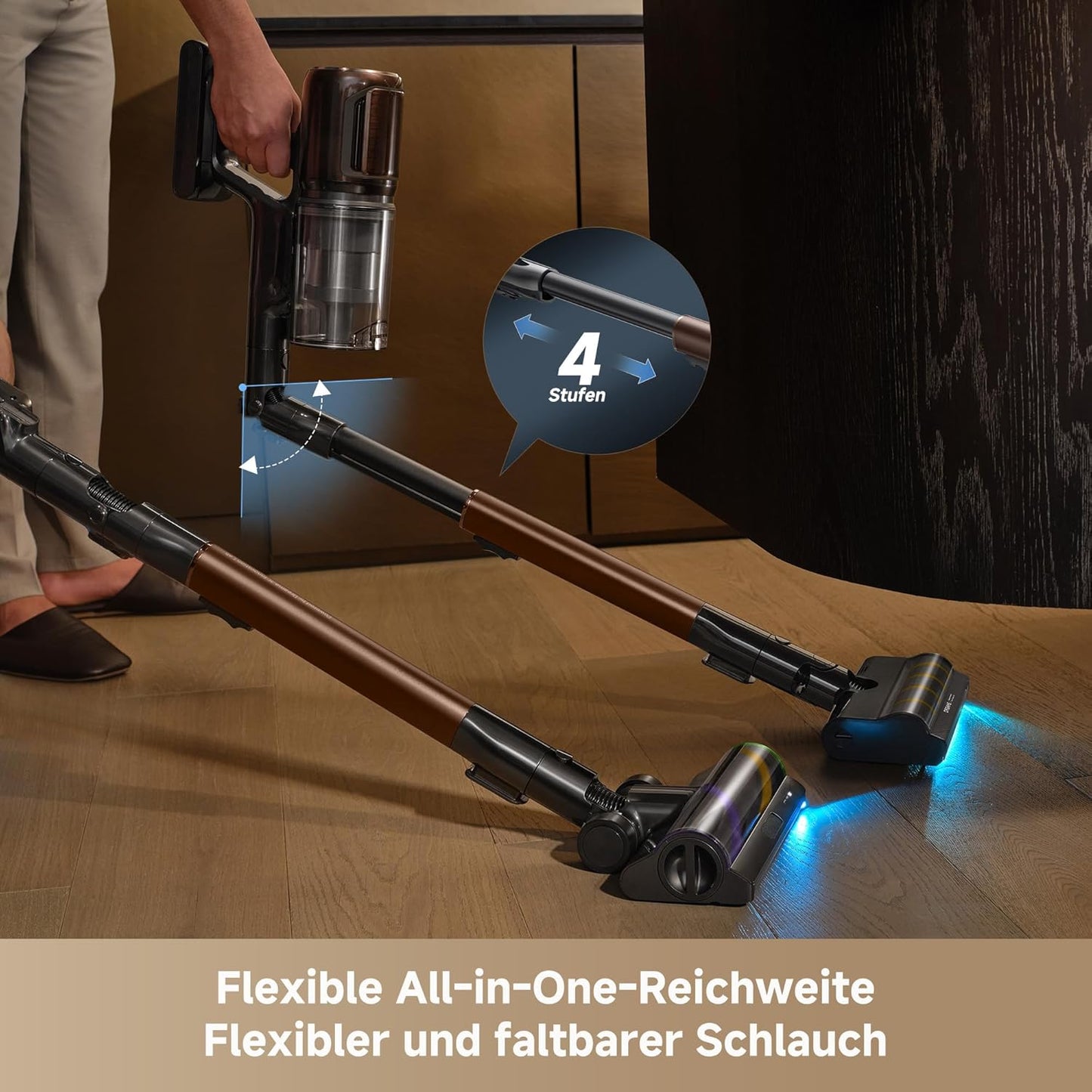 dreame V20 Pro-A Kabelloser Staubsauger, Kantenreinigung 0 mm, ohne Verheddern, für Hartböden und Teppiche, 210 AW Saugkraft, 90 Min. maximale Laufzeit, Filterung 99,99%, entfernt Tierhaare