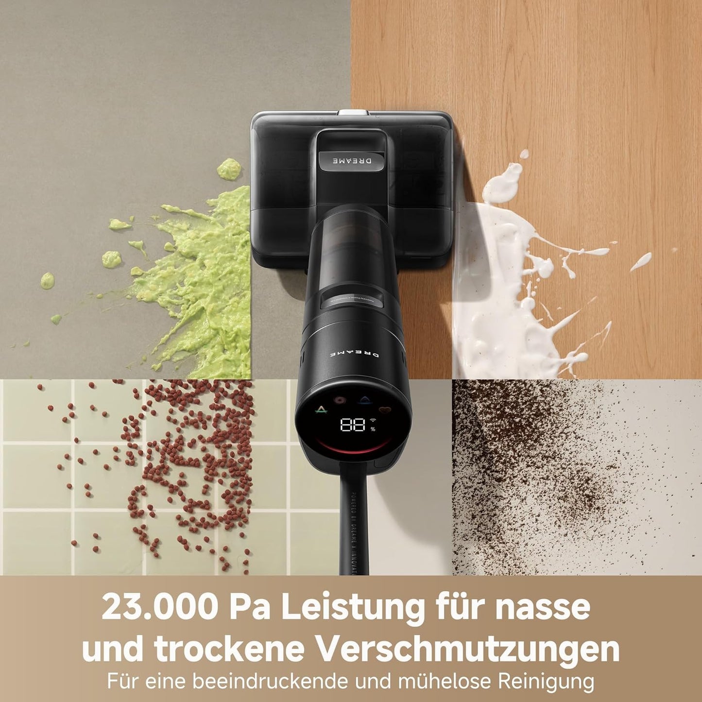 dreame H15 Mix 7-in-1 Nass- und Trockensauger, KI-Roboterarm, Kantenreinigung, 23.000 Pa Saugkraft, intelligente Dosierung, verhedderungsfrei, 100 °C Bürstenrein, 5 Min. 90 °C Trocknung, flach