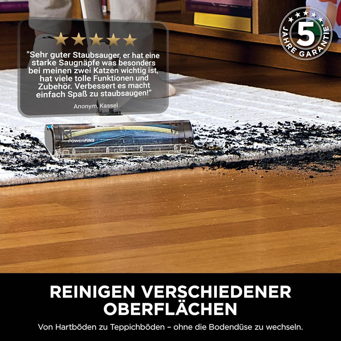 Shark PowerPro Akku-Staubsauger freistehend, bis 50 Min. Laufzeit, kabellos, beutellos, für Tierhaare, Allergiker, Teppich und Hartböden, mit LED-Licht und Knickgelenk-Rohr, Navyblau, IZ380EU