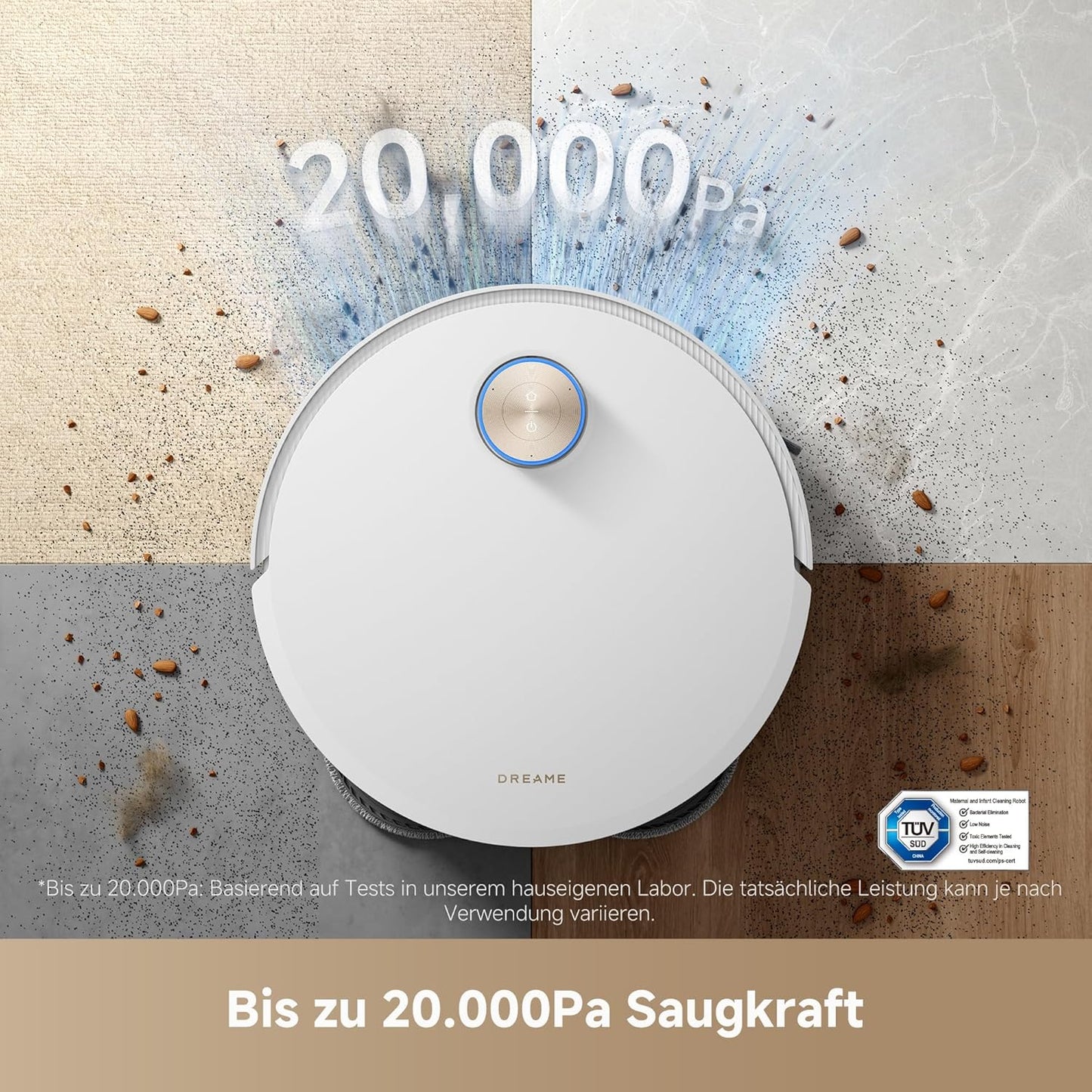 dreame X40 Ultra Complete Saugroboter mit Wischfunktion, 12.000Pa Saugkraft, 70℃ Wischmopp, selbstreinigend, automatische Entleerung, automatisches Nachfüllen, Anti-Wirrwarr und anhebbare Bürsten