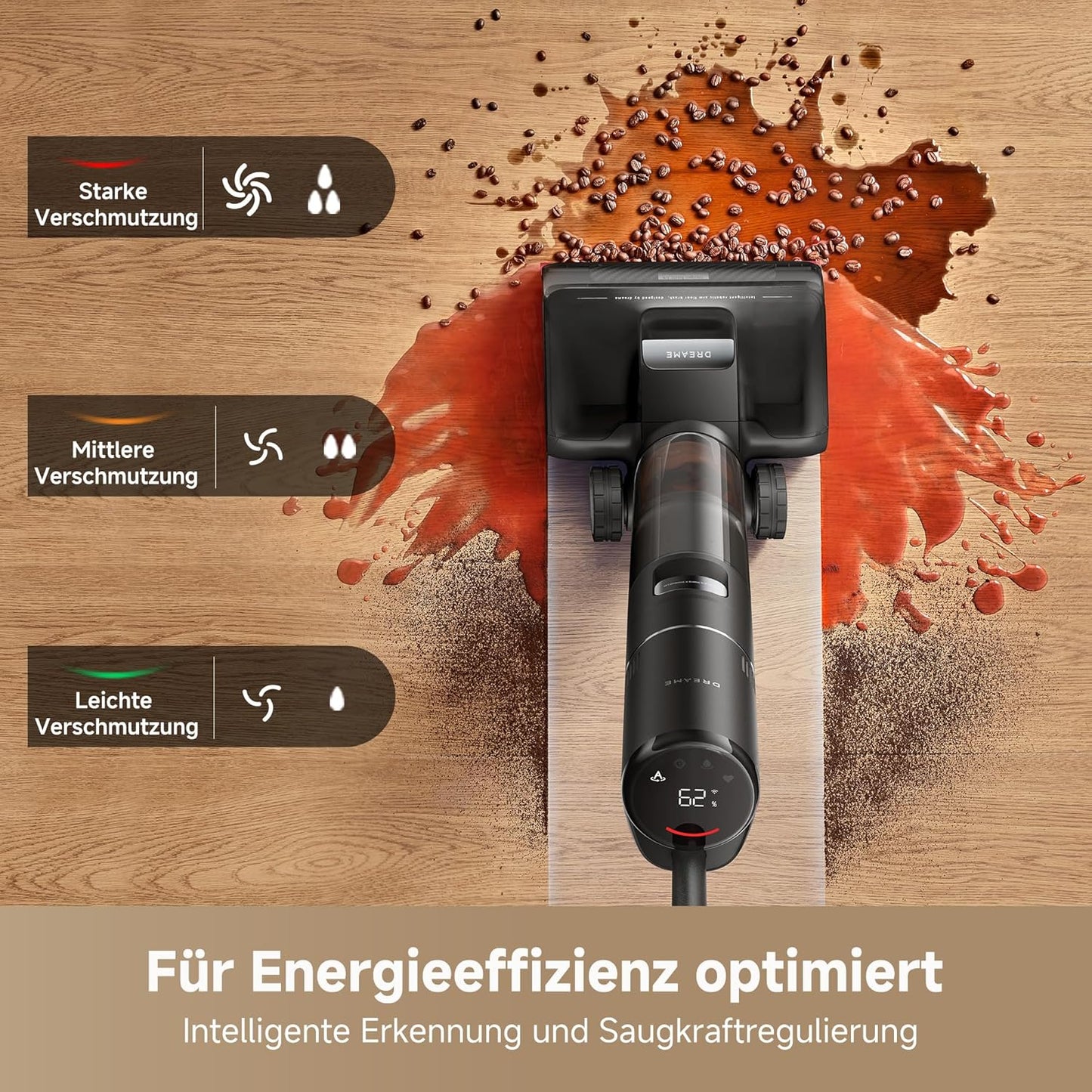 dreame H15 Mix 7-in-1 Nass- und Trockensauger, KI-Roboterarm, Kantenreinigung, 23.000 Pa Saugkraft, intelligente Dosierung, verhedderungsfrei, 100 °C Bürstenrein, 5 Min. 90 °C Trocknung, flach