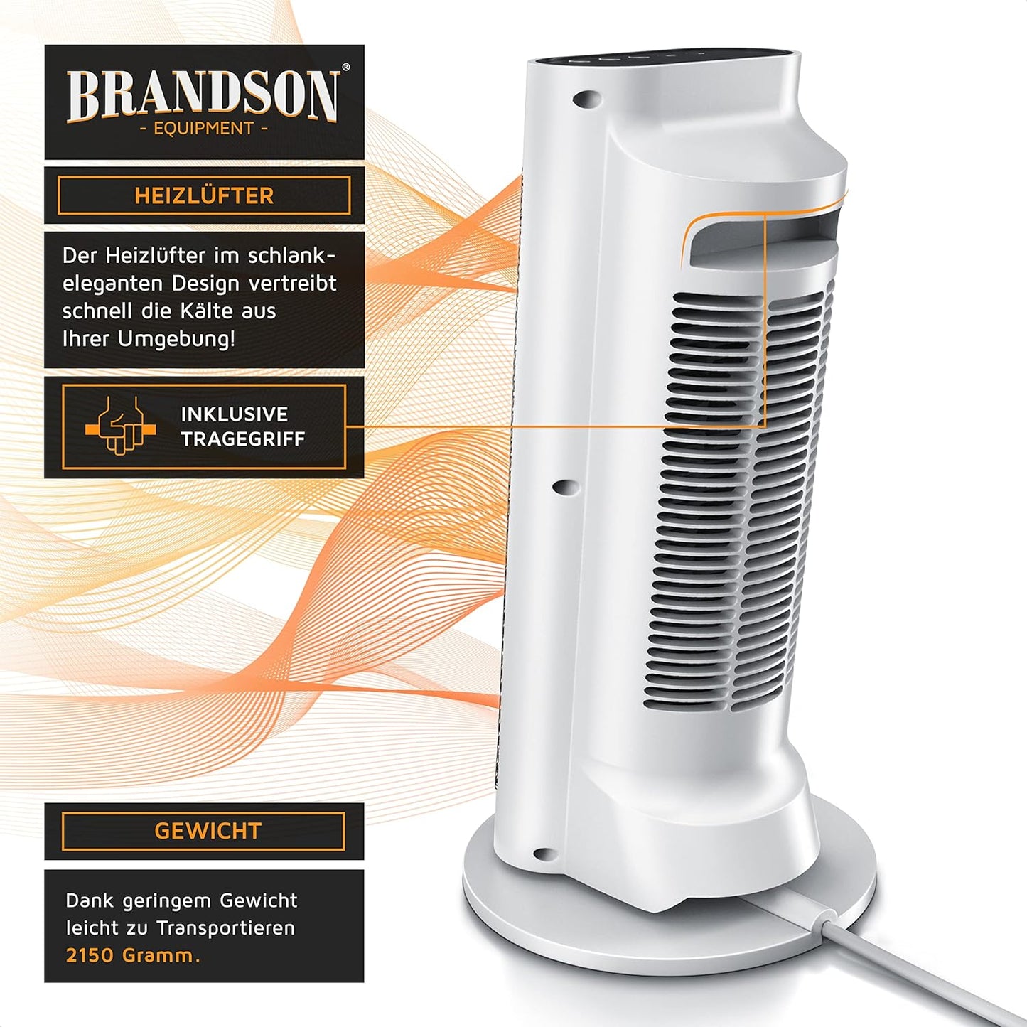 Brandson - Heizlüfter mit Fernbedienung - Preisträger - energiesparend leise Keramik-Heizlüfter Badezimmer - Oszillationsfunktion - Timer - Heizung Heater - GS zertifiziert