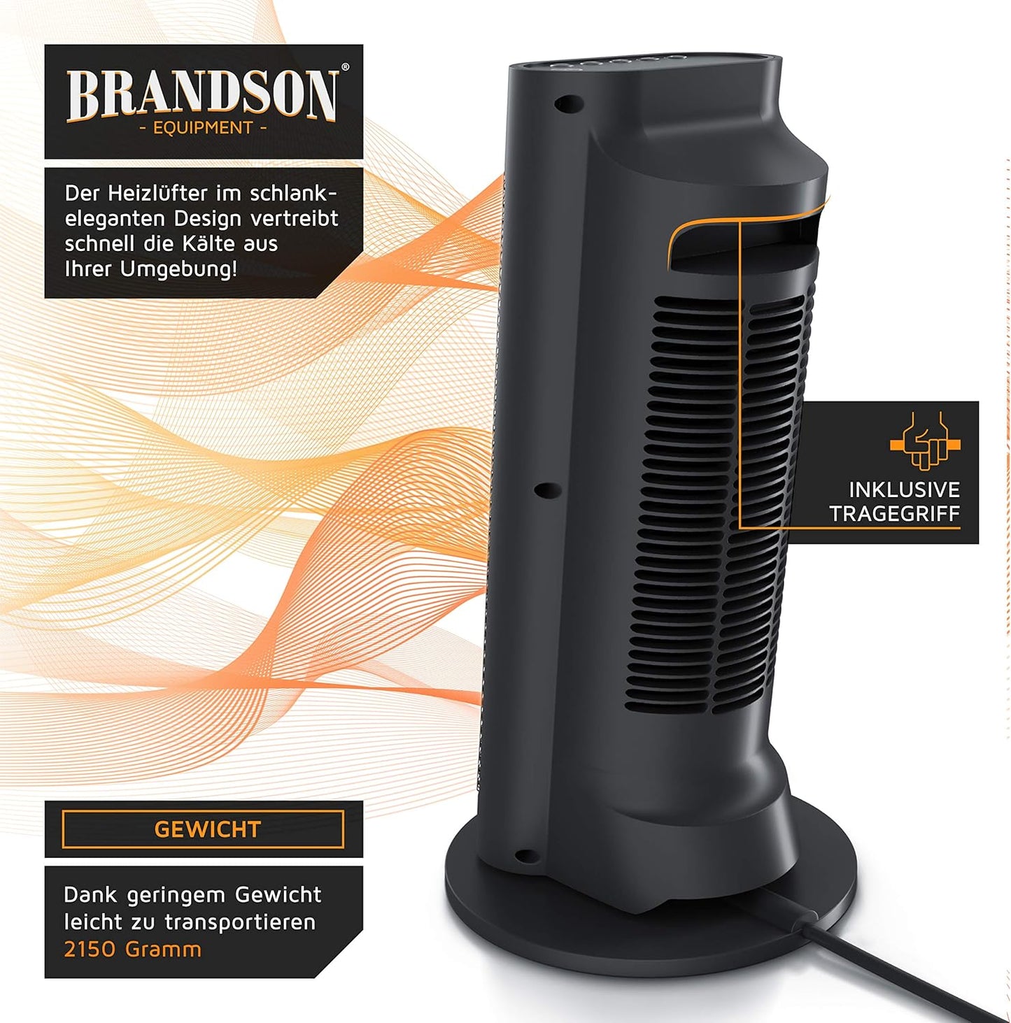 Brandson - Heizlüfter mit Fernbedienung - Preisträger - energiesparend leise Keramik-Heizlüfter Badezimmer - Oszillationsfunktion - Timer - Heizung Heater - GS zertifiziert