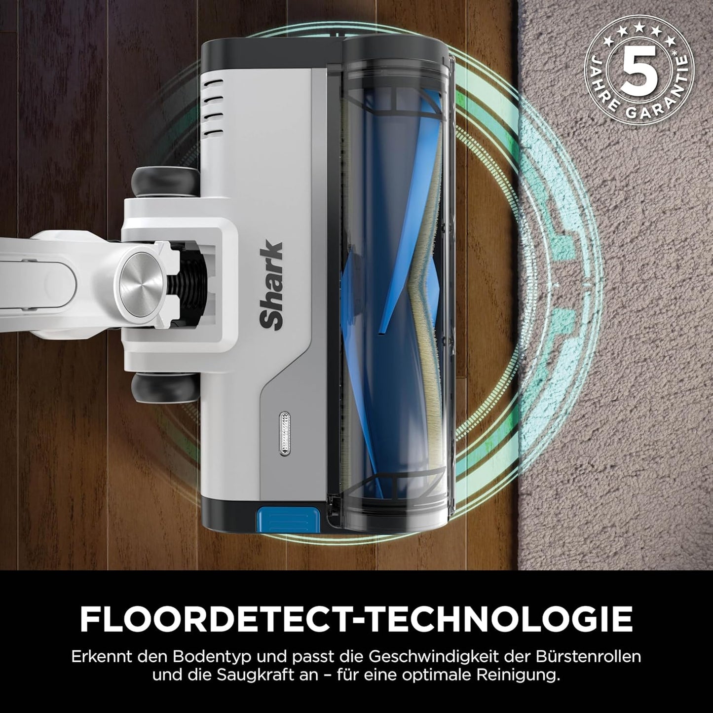 Shark PowerPro Akku-Staubsauger freistehend, bis 50 Min. Laufzeit, kabellos, beutellos, für Tierhaare, Allergiker, Teppich und Hartböden, mit LED-Licht und Knickgelenk-Rohr, Navyblau, IZ380EU