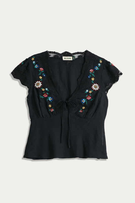 Elaine  -  Daisy Sun Embroidery Black