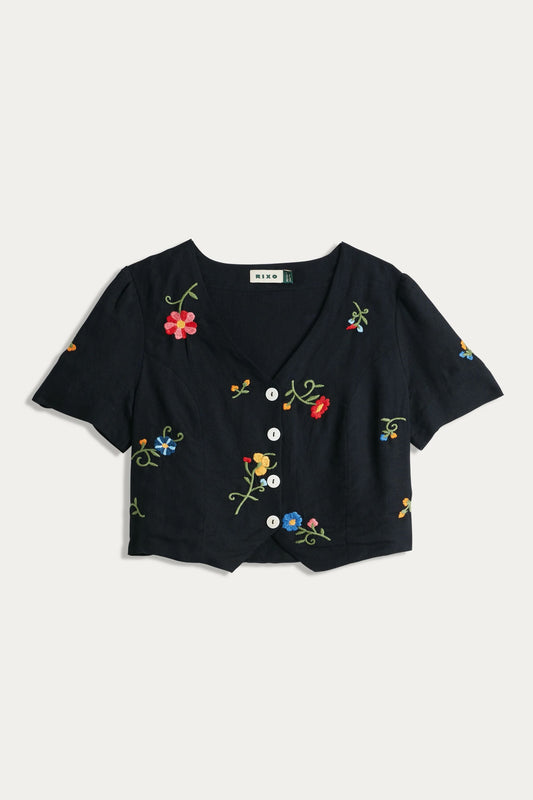Immie  -  Spring Bud Embroidery Black