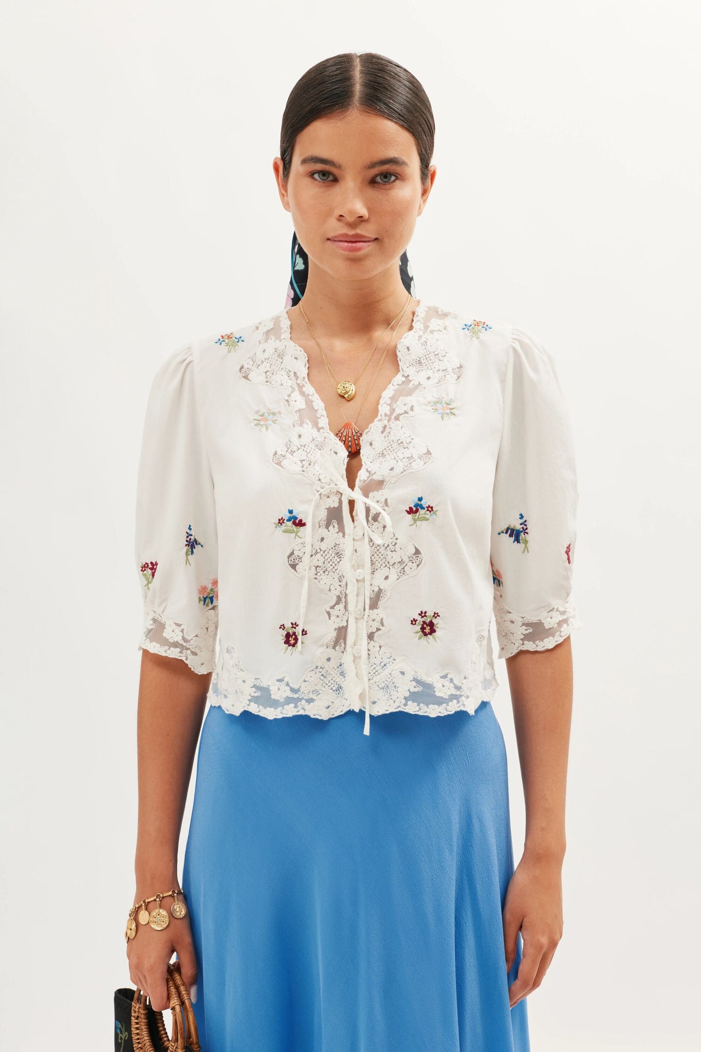 Ursula  -  Bud Embroidery White